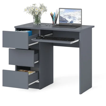 Стол компьютерный три ящика МС-6 графит (левый)