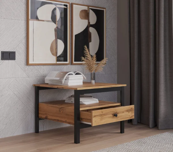 Стол журнальный Лофт дуб вотан/черный Стол журнальный Лофт дуб вотан/черный