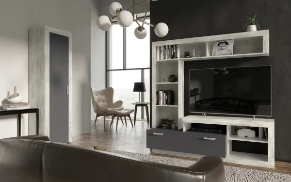 Пенал Ангара дуб крафт белый/графит