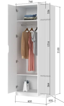 Шкаф 2-х створчатый Руна ШК 02 белый