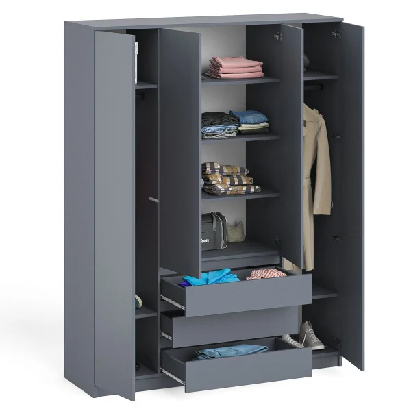 Шкаф с тремя ящиками и четырьмя дверками МШ 1600.1 графит