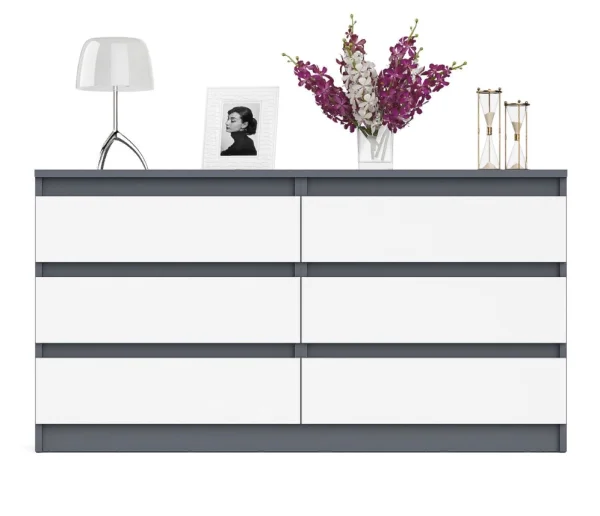 Комод на шесть ящиков МК 1380.6 графит/белый Комод на шесть ящиков МК 1380.6 графит/белый