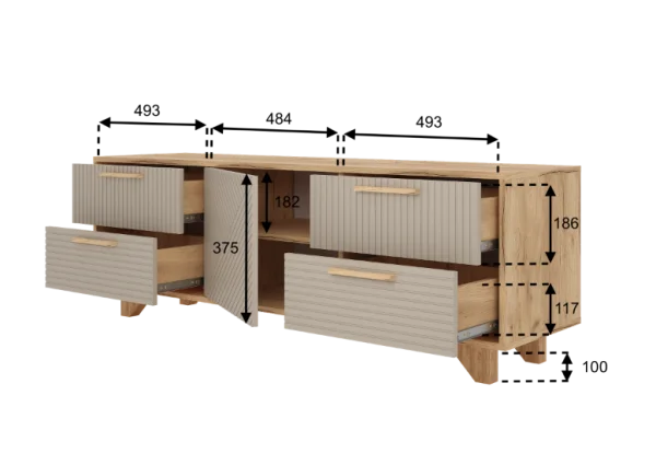 Тумба ТВ Ньерд 1501.4 дуб вотан/ива пепельная