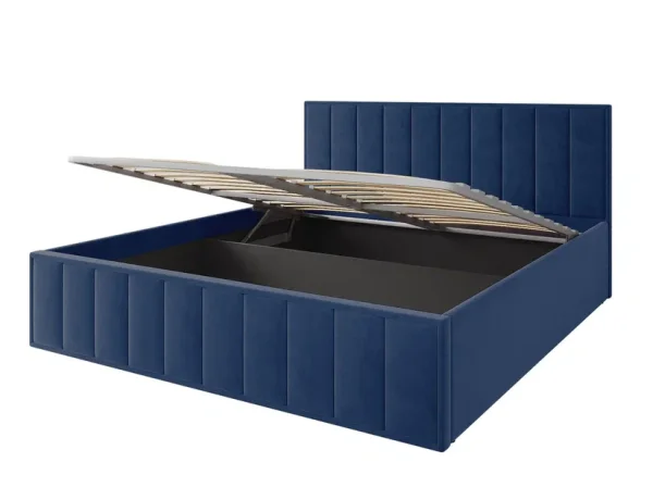 Кровать Лана 180х200 с подъемным механизмом, велюр синий софт Кровать Лана 180х200 с подъемным механизмом, велюр синий софт
