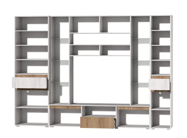 Модульная гостиная Лиана дуб крафт белый/дуб крафт золотой