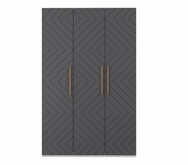 Шкаф 3-х створчатый Копенгаген белый/серый графит