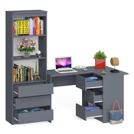 Комплект Мори Стол компьютерный МС-16 + Стеллаж МСТ 600.3 графит