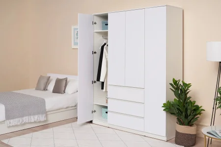 Шкаф Челси 1600 белый/белый глянец