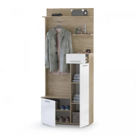 Шкаф многоцелевого назначения Лайн 10.16 дуб крафт серый/белый глянец