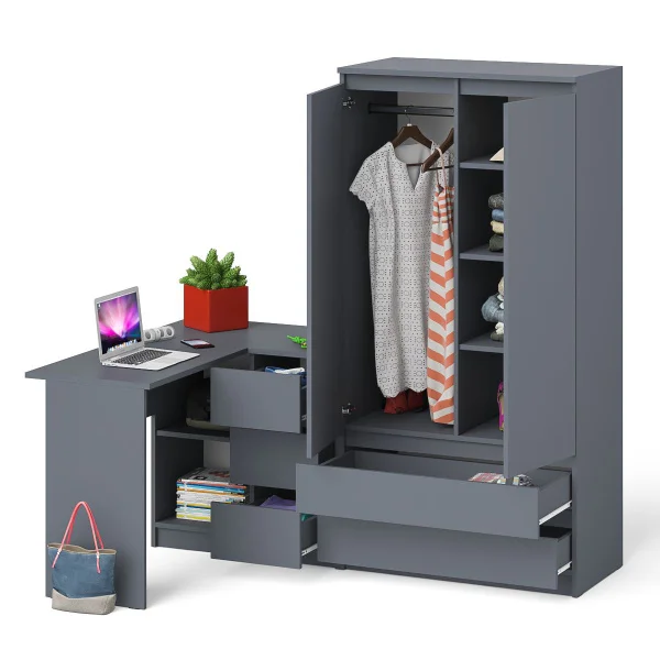 Комплект мебели Мори Стол компьютерный МС-16 + Шкаф МШ 900.1 графит