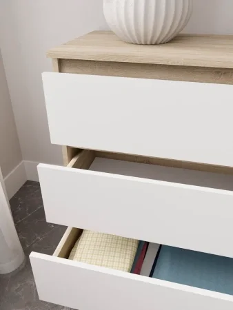 Комод шесть ящиков Мори МК 1386 дуб сонома/белый