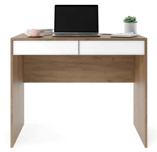 Стол письменный Эго Ст-1 дуб крафт золотой/белый глянец