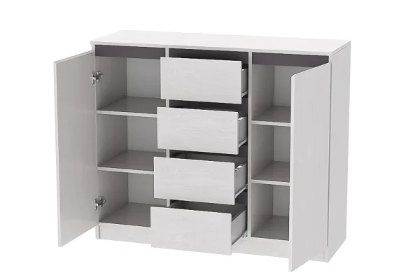 Комод 2 створки/ящики Кэт-1 ясень анкор светлый/графит Комод 2 створки/ящики Кэт-1 ясень анкор светлый/графит