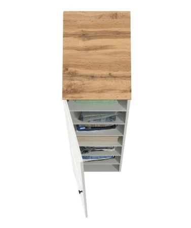 Шкаф-пенал Остин 13.225 белый шагрень/дуб крафт золотой