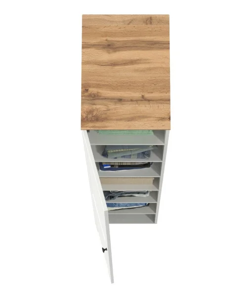 Шкаф-пенал Остин 13.225 белый шагрень/дуб крафт золотой