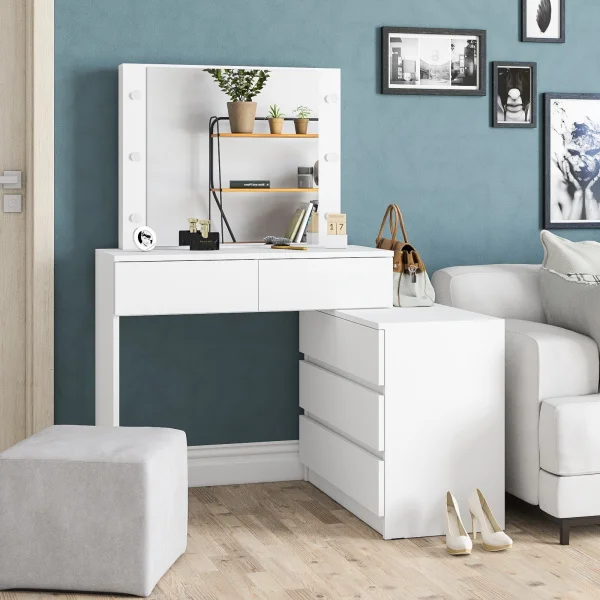 Стол косметический с подсветкой 110 белый Стол косметический с подсветкой 110 белый