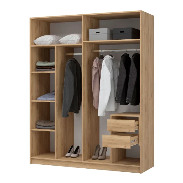 Шкаф 4-х створчатый Лион ШК-03 с антресолью АН-01 дуб крафт/графит серый