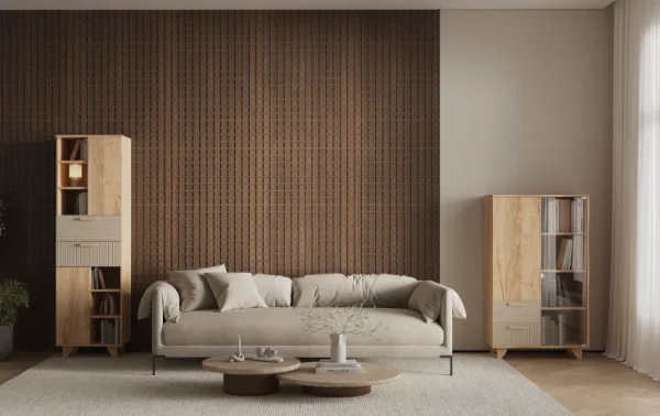 Шкаф-витрина Ньерд дуб вотан/ива пепельная