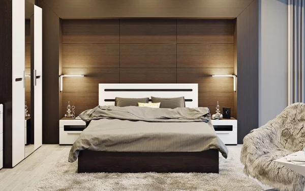 Кровать Фьюжн венге/белый глянец Кровать Фьюжн венге/белый глянец