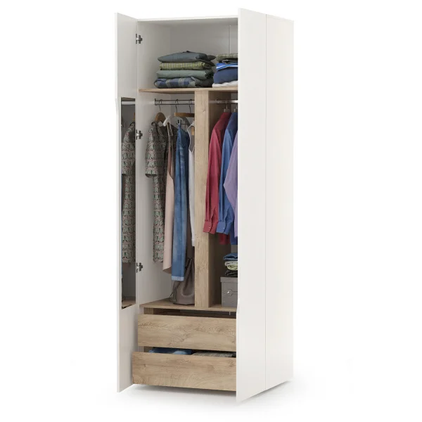 Шкаф 2-х дверный Муссон 13.198 белый/дуб эндгрейн элегантный