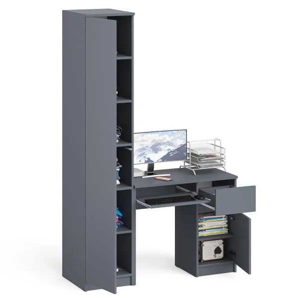 Комплект Мори Стол компьютерный МС-1 правый + Пенал МШ 400.1 графит