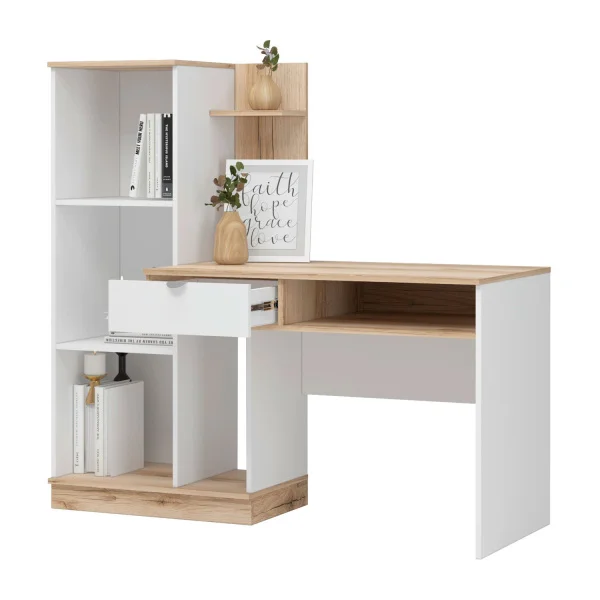 Стол компьютерный Юкки СТ1Я-1500 дуб делано/белый