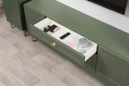 Модульная гостиная Марион дымчатый зеленый/олива шагрень