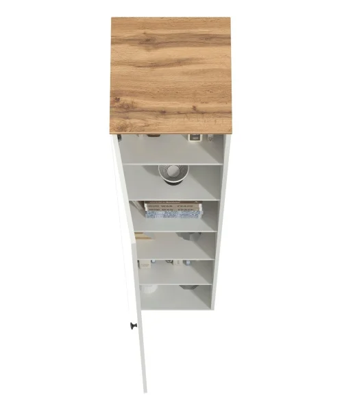 Шкаф-пенал Остин 13.227 белый шагрень/дуб крафт золотой