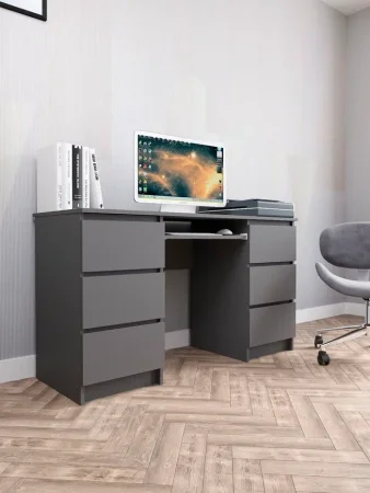 Стол письменный Мори МС-2 графит (6 ящиков)