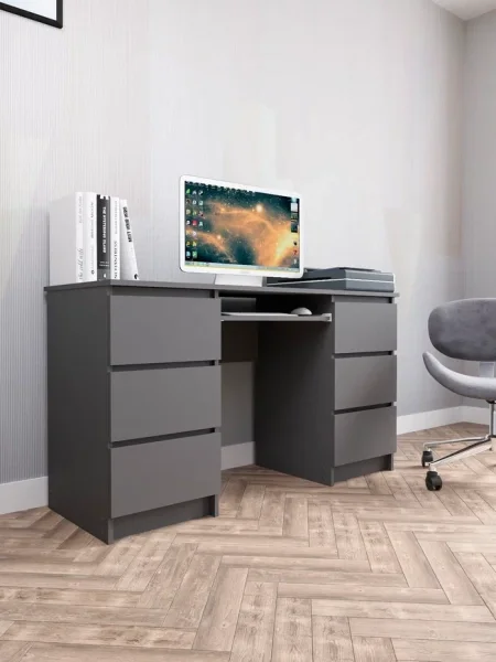 Стол письменный Мори МС-2 графит (6 ящиков)