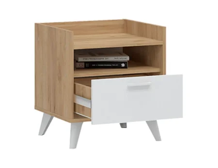 Тумба прикроватная Ирис ТБ-01 дуб крафт золотой/белый