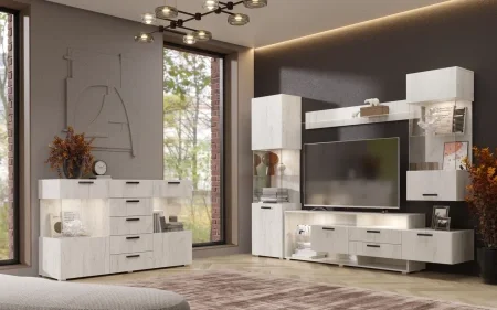 Шкаф навесной Алтея стекло дуб крафт белый