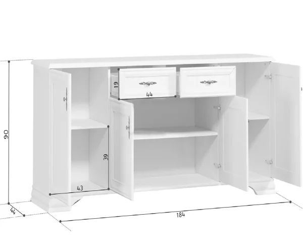 Комод Кентаки KOM4D2S белый Комод Кентаки KOM4D2S белый