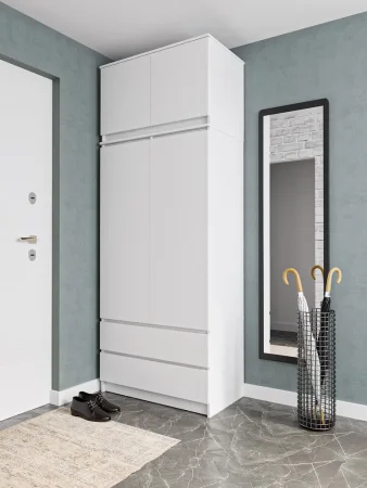 Шкаф распашной с антресолью Мори МШ 900.1+МА 900.1 белый