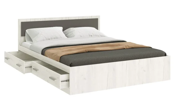 Кровать Фиеста NEW с ящиками 160х200 графит/дуб крафт белый Кровать Фиеста NEW с ящиками 160х200 графит/дуб крафт белый