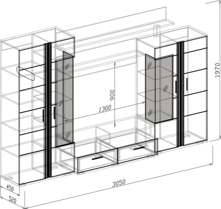 Стенка Хилтон-1 венге/риолит софт