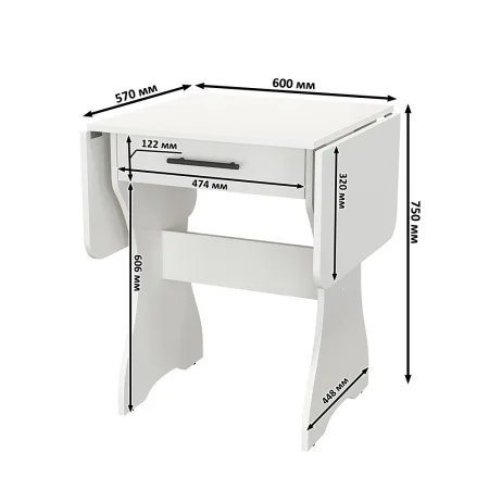 Стол обеденный раскладной с ящиком 6-02.120 белый