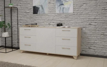 Комод Копенгаген дуб сонома/белый матовый