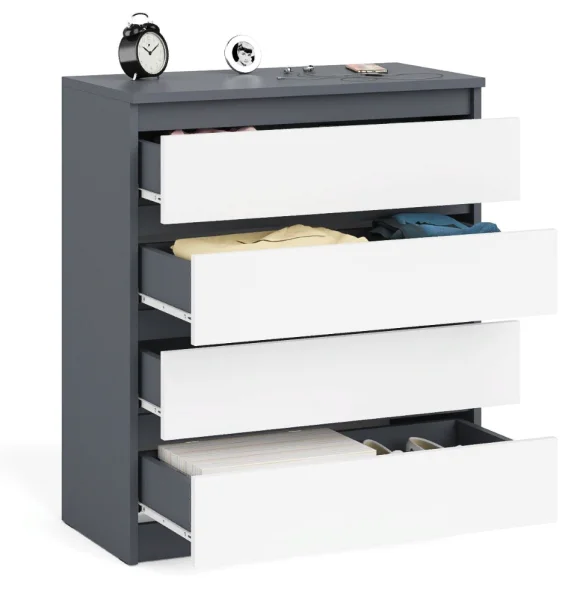 Комод четыре ящика МК 800.4 графит/белый Комод четыре ящика МК 800.4 графит/белый