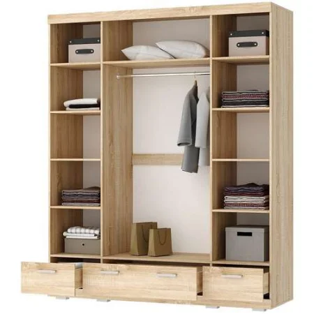 Шкаф Соната ШСЗ-1800 с зеркалами дуб сонома/белый глянец