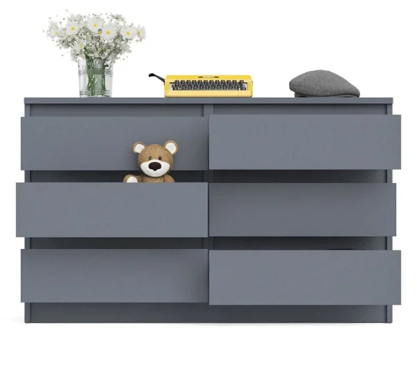 Широкий комод шесть ящиков МК 1200.6 графит Широкий комод шесть ящиков МК 1200.6 графит