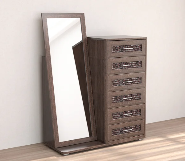 Комод 6 ящиков с зеркалом Кэт-4 венге/caiman темный Комод 6 ящиков с зеркалом Кэт-4 венге/caiman темный