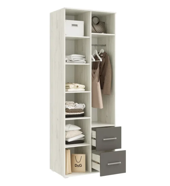 Шкаф 2-х створчатый 800 Фиеста NEW графит/дуб крафт белый