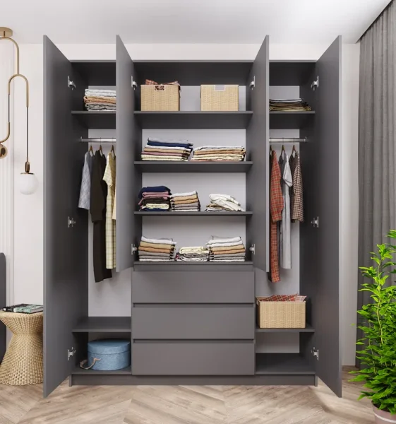 Шкаф четырехдверный Мори МШ 1600.1 графит