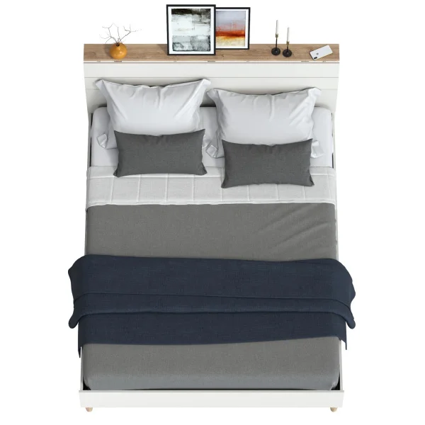 Кровать Муссон 11.41 белый/дуб эндгрейн элегантный Кровать Муссон 11.41 белый/дуб эндгрейн элегантный