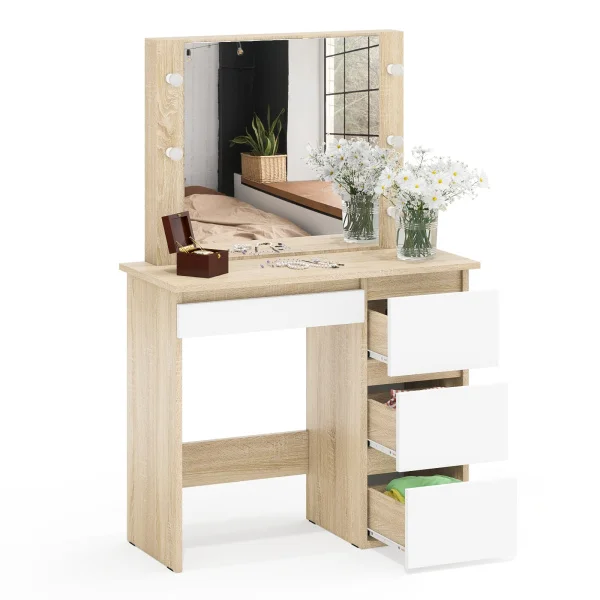 Стол косметический с подсветкой Сура дуб сонома/белый Стол косметический с подсветкой Сура дуб сонома/белый