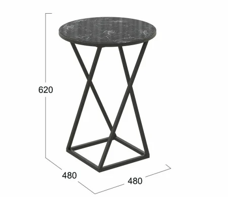 Стол журнальный ДП 1-03-05 исп.2 черный, стекло мрамор черный