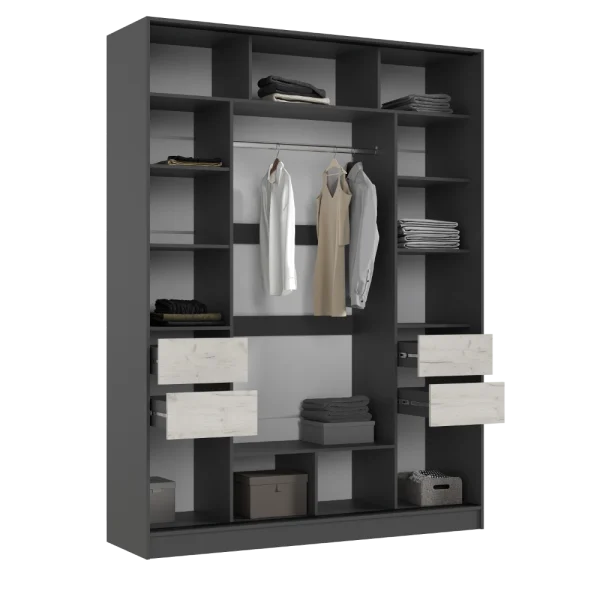 Шкаф-купе Роджина 1800 графит/дуб крафт белый