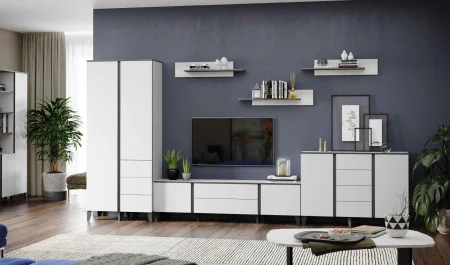 Шкаф Амара белый/серый графит