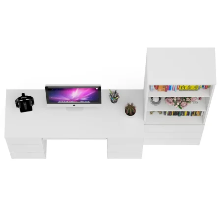 Комплект Мори Стол компьютерный МС-2 + Стеллаж МСТ 600.3 белый